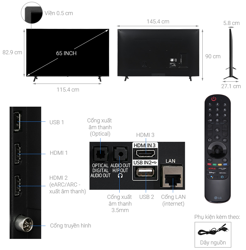 Smart Tivi NanoCell LG 4K 65 inch 65NANO75TPA