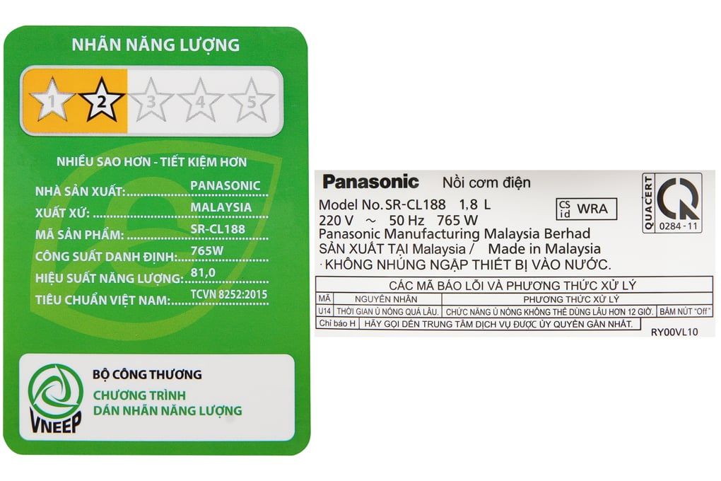 Nồi cơm điện tử Panasonic 1.8 lít SR-CL188WRA