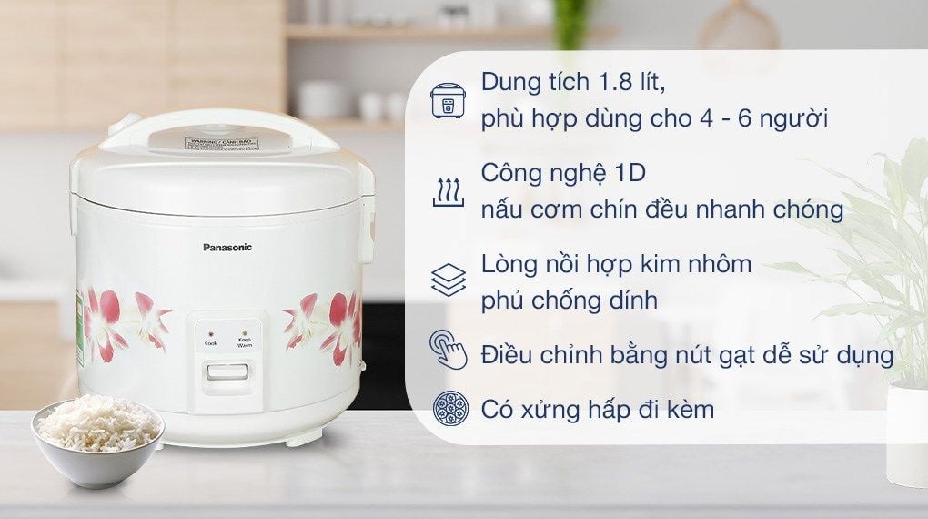 Nồi cơm nắp gài Panasonic 1.8 lít SR-MVN18FRAX