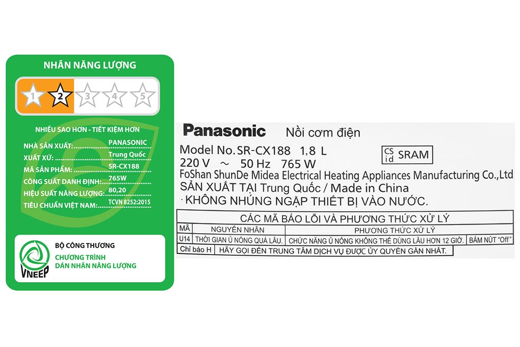 Nồi cơm điện tử 1.8 lít Panasonic SR-CX188SRAM