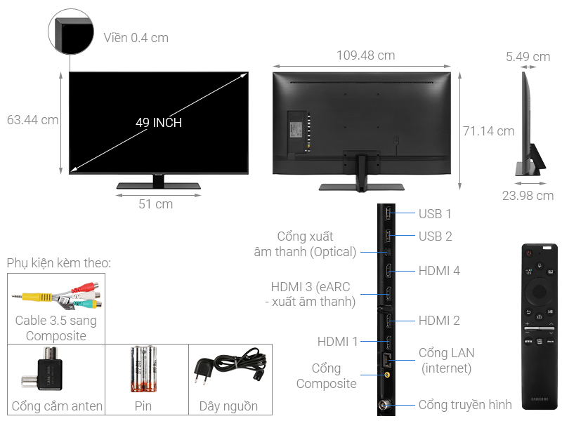 Smart Tivi QLED Samsung 4K 49 inch QA49Q80T