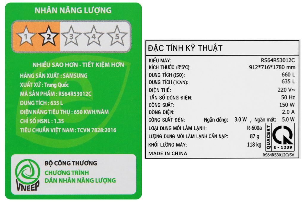 Tủ lạnh Samsung Inverter 635 lít RS64R53012C/SV