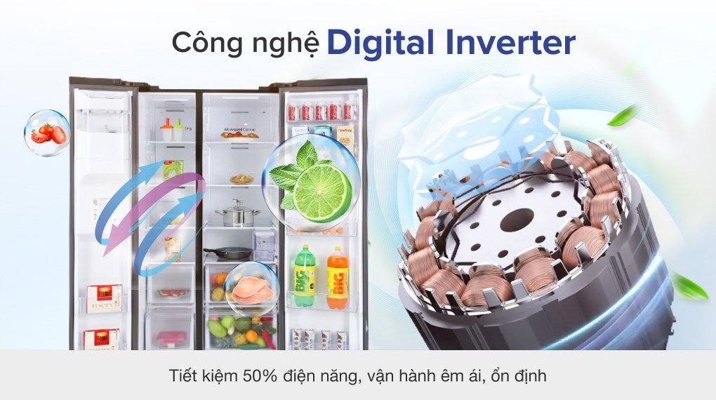 Tủ lạnh Samsung Inverter Side By Side 635 lít RS64R5301B4