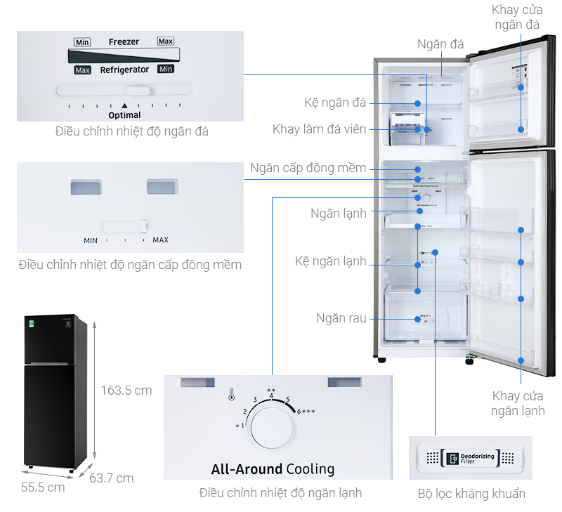 Tủ lạnh Samsung Inverter 256 lít RT25M4032BU/SV