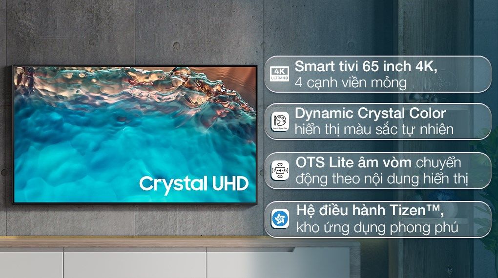 Smart Tivi Samsung 4K Crystal UHD 65 inch UA 65BU8000
