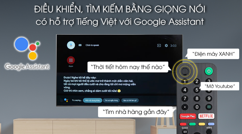 google assistant - tìm kiếm giọng nói tiếng việt trên 85x9500g