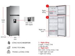 Tủ lạnh LG Inverter 264L GV-D262PS