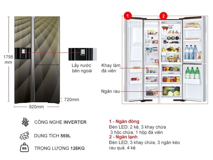 Tủ Lạnh Hitachi Inverter 569 Lít R-FM800XAGGV9X GBZ