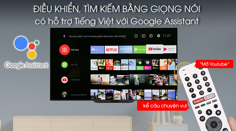 Trợ lý ảo Google Assistant trên tivi sony cao cấp 65a9g