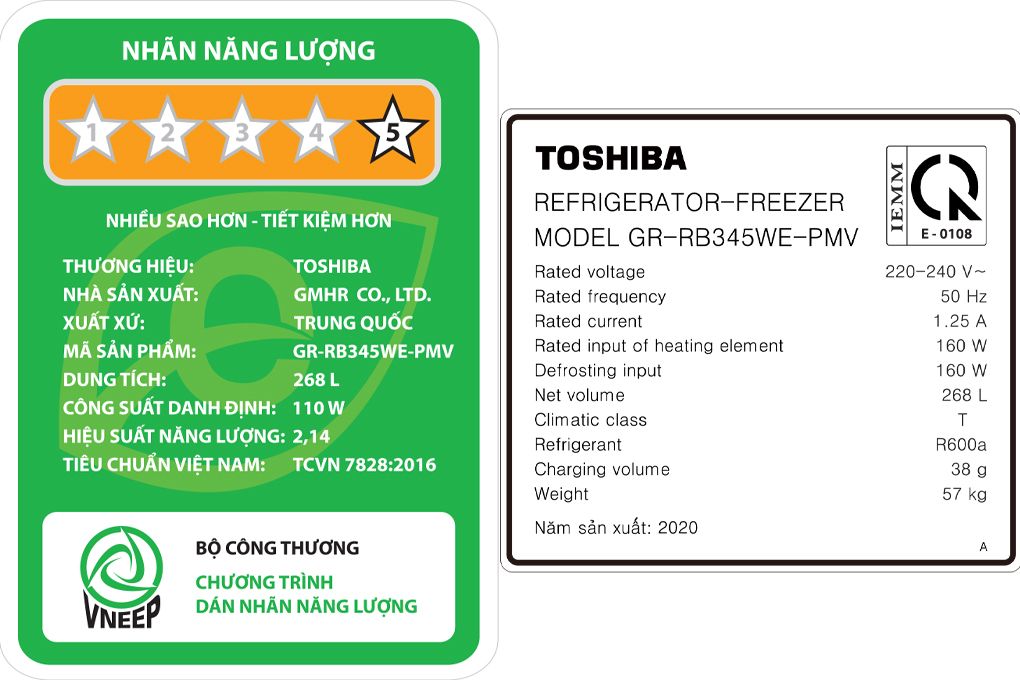 Tủ lạnh Toshiba Inverter 268 lít GR-RB345WE-PMV(30)-BS