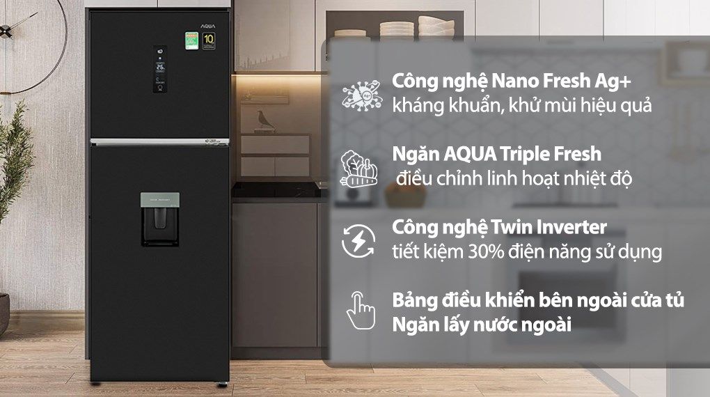 Tủ lạnh Aqua Inverter 318 lít AQR-T369FA(WBS)