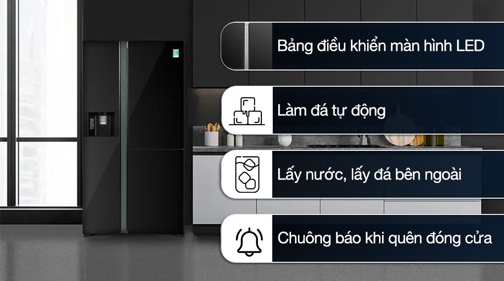 Tủ lạnh Hitachi Inverter 569 lít Side By Side R-MX800GVGV0 GBK