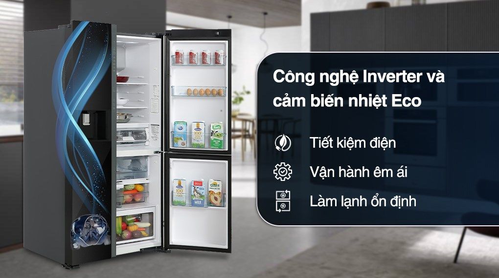 Tủ lạnh Hitachi Inverter 569 lít Side By Side R-MX800GVGV0 GBK