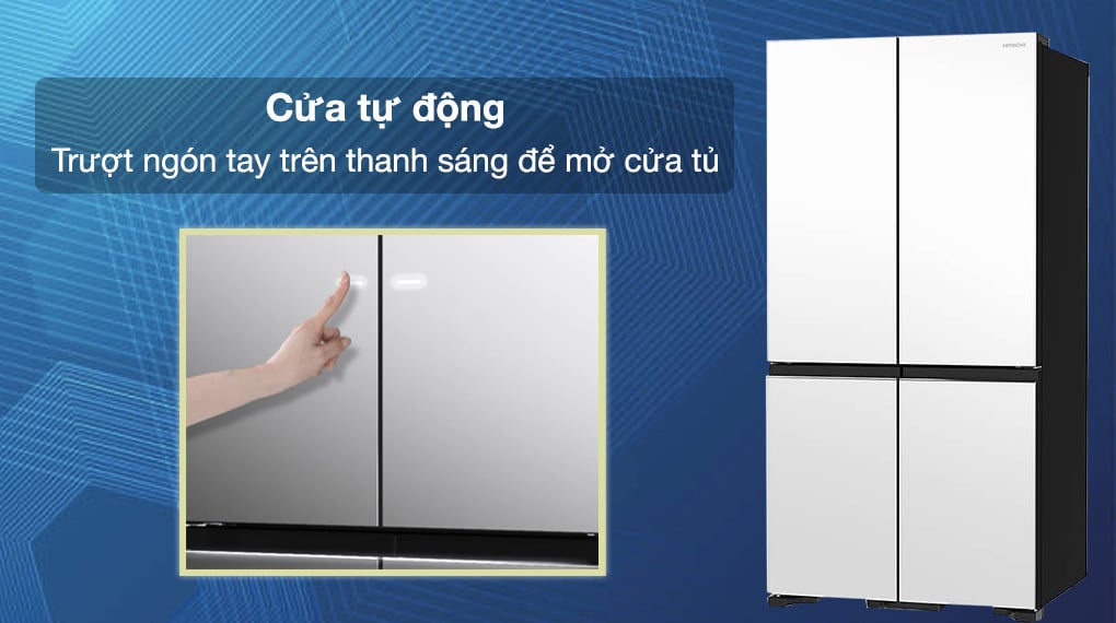 Tủ lạnh Hitachi Inverter 569 lít R-WB640VGV0X-Cửa tự động bằng thanh trượt hiện sáng giúp mở cửa nhanh chóng 
