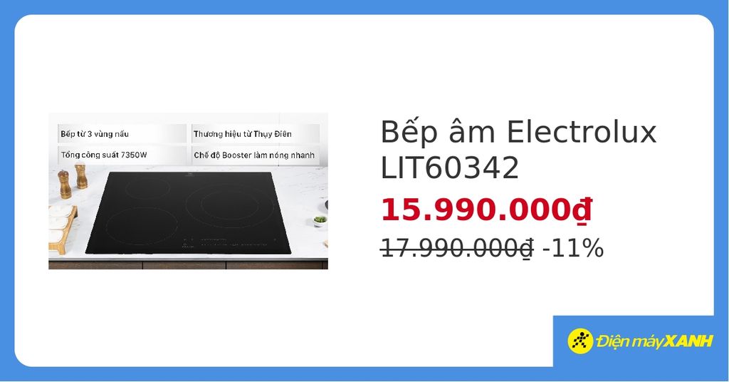 Bếp từ 3 vùng nấu lắp âm Electrolux LIT60342