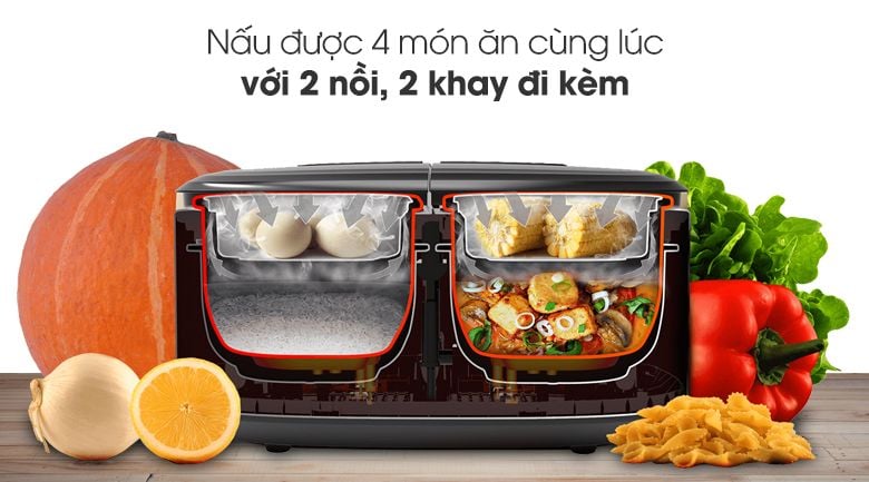 Nồi cơm 2 ngăn đa năng Sharp 1.8 lít KN-TC50VN-WH
