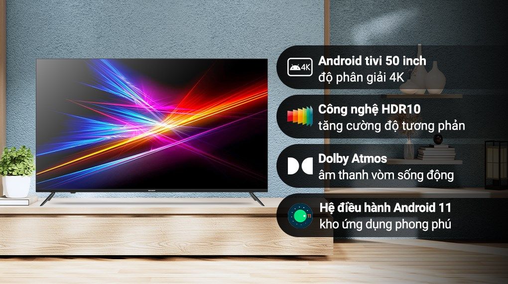 Android Tivi Sharp 4K 50 inch 4T-C50EK2X