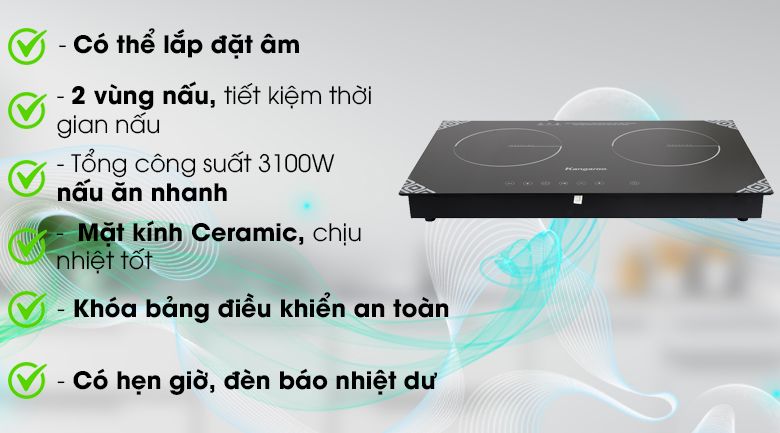 Bếp từ đôi lắp âm Kangaroo KG498N