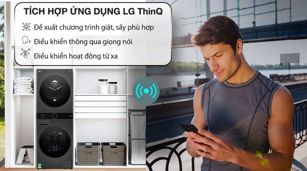 Tháp giặt sấy LG WashTower Inverter giặt 14 kg - sấy 10 kg WT1410NHB