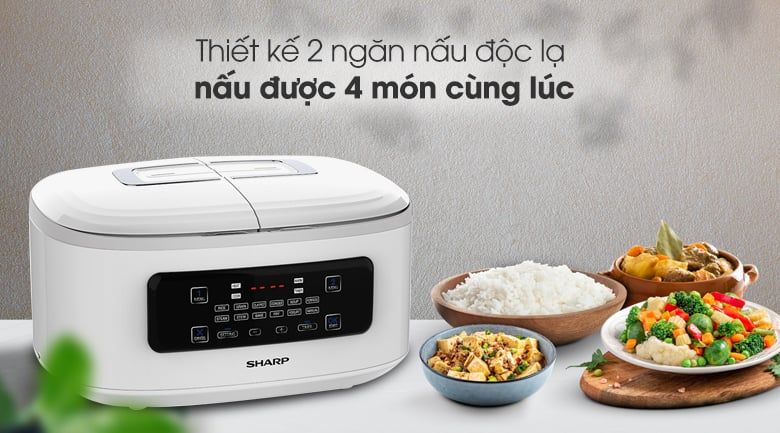 Nồi cơm 2 ngăn đa năng Sharp 1.8 lít KN-TC50VN-WH