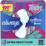  Băng vệ sinh Always Radiant Teen Size 3 Unscented Pads Extra Heavy 20 miếng 