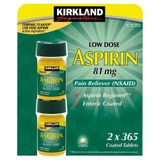  Set 2 hộp viên uống giảm đau Kirkland Signature Low Dose Aspirin 81mg 2 x 365 viên 