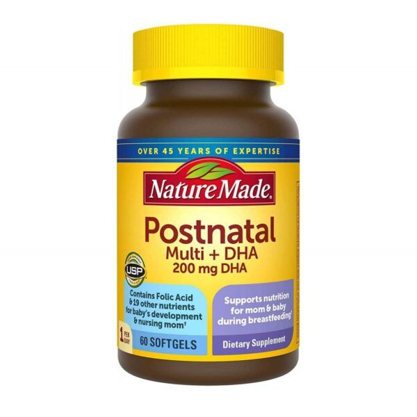  Viên uống bổ sung vitamin tổng hợp và DHA cho mẹ sau sinh Nature Made Postnatal Multi+DHA 200mg 60 viên 