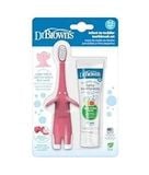  Set bàn chải và kem đánh răng cho bé Dr. Brown's Infant-to-Toddler Training Toothbrush & Fluoride-Free Baby Toothpaste Pear & Apple Flavor - 0-3 years - Pink Elephant 