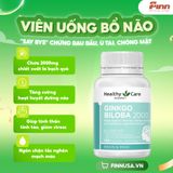  (Úc) Viên uống bổ não Healthy Care Ginkgo Biloba 2000mg 100 viên 