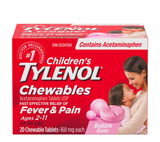  Viên nhai giảm đau hạ sốt Children's Tylenol Pain + Fever Relief Chewables Grape 24 viên 