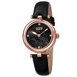  Đồng hồ nữ Burgi BUR128BKR Diamond Accented Flower Dial Rose Gold & Black Leather Strap 