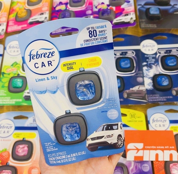  Set 2 nước hoa thơm xe Febreze Car Air Freshener Vent Clip Linen & Sky Scent 