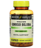  Viên uống bổ não Mason Natural Whole Herb Ginkgo Biloba 125mg 180 viên 