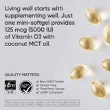  Viên uống bổ sung vitamin D-3 Sports Research Vitamin D3 (5000iu/125mcg) Non-GMO & Gluten Free 360 viên 