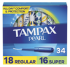  Băng vệ sinh Tampax Pearl Plastic Tampons, Duo Pack, Reg/Super, Unscented, 34 miếng 