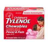  (SALE-T1/26) Viên nhai giảm đau hạ sốt cho bé Children's Tylenol Pain + Fever Relief Chewables Bubble Gum 24 viên 