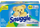  Giấy thơm quần áo Snuggle Fabric Softener Dryer Sheets 5 in 1 Plus - SuperFresh Original 105 tờ 