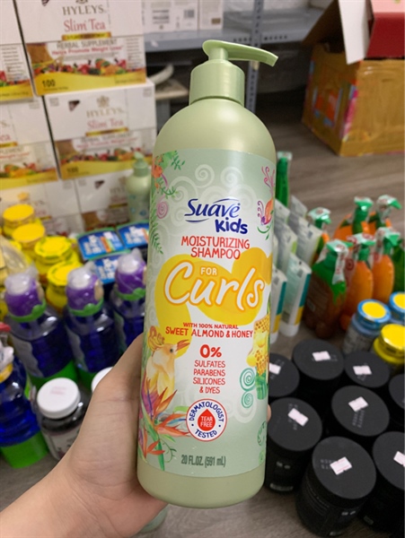  Dầu xả cho bé tóc xoăn/uốn Suave Kids Natural Moisturizing Conditioner for Curls - Sweet Almond & Honey - 16.5Oz 488ml 