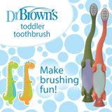  Set 2 bàn chải đánh răng cho bé Dr. Brown's Toddler Toothbrush Dinosaur Green and Orange 