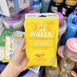  Kẹo ngậm ho Halls Mentho-Lyptus Drops Sugar Free Honey-Lemon 25 viên 