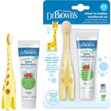  Set bàn chải và kem đánh răng cho bé Dr. Browns Infant-to-Toddler Training Toothbrush Set, Mint Elephant 1.4Oz 40g 
