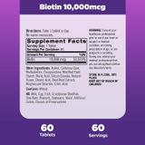  Viên ngậm bổ sung da tóc móng Natrol Biotin Beauty Tablets Promotes Healthy Hair, Skin & Nails 10,000mcg 60 viên 