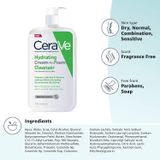  Sữa rửa mặt tẩy trang Cerave Hydrating Cream-to-foam Cleanser Makeup Remover and Face Wash 19 Oz 562ml 