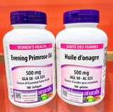  CTY - Viên uống tinh dầu hoa anh thảo Webber Naturals Evening Primrose Oil GLA 50 180 viên 
