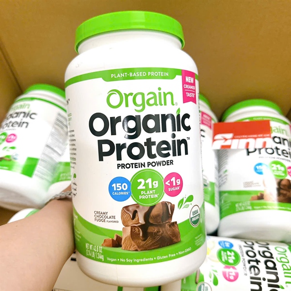  Bột protein hữu cơ có nguồn gốc thực vật Orgain Organic Protein Creamy Chocolate Fudge <1 Sugar 43.8Oz 1.24kg 