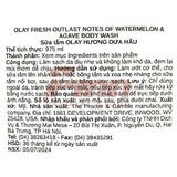  CTY - Sữa tắm Olay Fresh Outlast Body Wash Notes of Watermelon & Agave 24HR Fresh Vibes 975mL 33Oz 