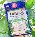  (SALE-SNL) Muối tắm ngâm bồn Dr Teal's Relax & Relief Eucalyptus & Spearmint Pure Epsom Bath Salt 1.36kg 