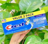  NK - 2 kem đánh răng Crest Plus Deep Clean + Whitening Fluoride Anticavity Toothpaste VALUE 2 PACK 10.8Oz 306g 
