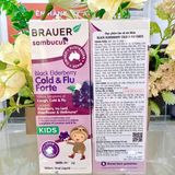  CTY - Siro hỗ trợ giảm ho, sổ mũi do cảm lạnh Brauer Sambucus Black Elderberry Cold & Flu Forte 100ml 