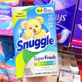  Giấy thơm quần áo Snuggle Fabric Softener Dryer Sheets 5 in 1 Plus - SuperFresh Morning Breeze 200 tờ 